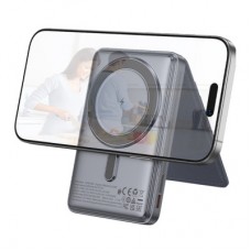 Батарея універсальна HOCO 5000 mAh Title PD/20W Magnetic with stand + mini wallet Grey (Q46 / 714988) - Фото