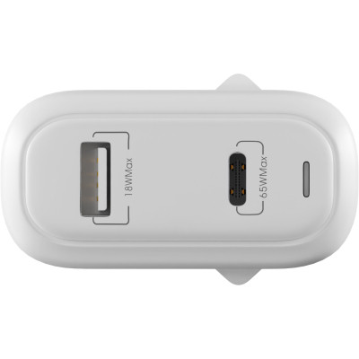 Зарядний пристрій Globex GaN 1xUSB + 1xUSB-C 65 W FastPower white (GaN65WAC)