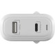 Зарядний пристрій Globex GaN 1xUSB + 1xUSB-C 65 W FastPower white (GaN65WAC)
