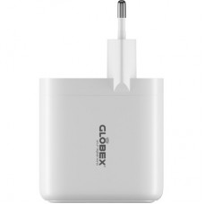 Зарядний пристрій Globex GaN 1xUSB + 1xUSB-C 65 W FastPower white (GaN65WAC) - Фото