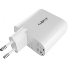 Зарядний пристрій Globex GaN 1xUSB + 1xUSB-C 65 W FastPower white (GaN65WAC) - Фото