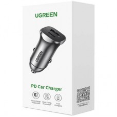 Зарядний пристрій Ugreen 1xUSB-C + 1xUSB 30 W car adapter CD130 black (40858) - Фото
