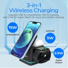 Зарядний пристрій Energizer 15W 3-in-1 magnetic wireless black (WCP307) - Фото