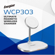 Зарядний пристрій Energizer 15W 3-in-1 magnetic wireless white (WCP303) - Фото