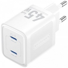 Зарядний пристрій VENTION 2xUSB-C PD45W GaN white (FEFW0-EU) - Фото