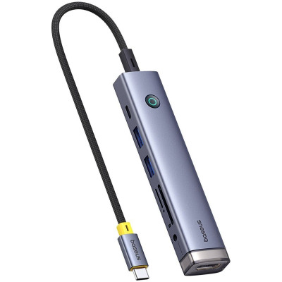 Концентратор Baseus USB-C 7-Port HDMI 4K60Hz + 2xUSB 3.0 + PD + SD/TF 3.0 + 3.5mm gray (B00052803811-02)