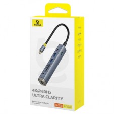 Концентратор Baseus USB-C 7-Port HDMI 4K60Hz + 2xUSB 3.0 + PD + SD/TF 3.0 + 3.5mm gray (B00052803811-02) - Фото