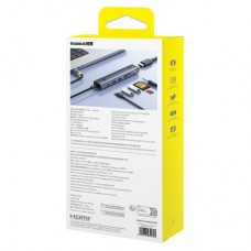 Концентратор Baseus USB-C 7-Port HDMI 4K60Hz + 2xUSB 3.0 + PD + SD/TF 3.0 + 3.5mm gray (B00052803811-02) - Фото