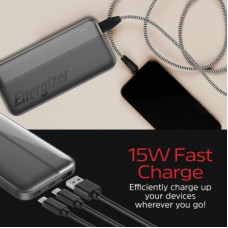 Батарея універсальна Energizer 10000 mAh 15 W, USB-А, 2*USB-C, Black (UE10050CC) - Фото