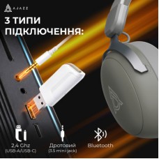Наушники Ajazz AHM08 MAX 3-Mode Grey (AHM08-MAX-GW) Наушники Ajazz AHM08 MAX 3-Mode Grey (AHM08-MAX-GW) - Фото