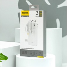 Батарея универсальная Dudao 10000mAh K11 10W, USB-A, USB-C, microUSB, with USB-A/USB-C/Lightning/MicroUSB cables White - Фото