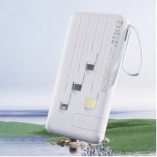 Батарея универсальная Dudao 10000mAh K11 10W, USB-A, USB-C, microUSB, with USB-A/USB-C/Lightning/MicroUSB cables White - Фото
