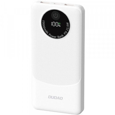 Батарея універсальна Dudao 10000 mAh K12 22.5W, PD, QC, 2*USB-A, USB-C (In/Out), White (6976625333875)