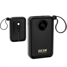 Батарея универсальная Dudao 20000mAh K14+ 22.5W, PD, QC, USB-A, USB-C(In/Out), with built-in USB-C/Lightning cables, Black - Фото
