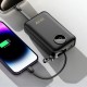 Батарея универсальная Dudao 20000mAh K14+ 22.5W, PD, QC, USB-A, USB-C(In/Out), with built-in USB-C/Lightning cables, Black