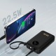 Батарея универсальная Dudao 20000mAh K14+ 22.5W, PD, QC, USB-A, USB-C(In/Out), with built-in USB-C/Lightning cables, Black