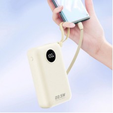 Батарея универсальная Dudao 20000mAh K14+ 22.5W, PD, QC, USB-A, USB-C(In/Out), with built-in USB-C/Lightning cables, White - Фото