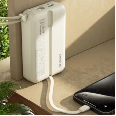 Батарея универсальная Dudao 20000mAh K14+ 22.5W, PD, QC, USB-A, USB-C(In/Out), with built-in USB-C/Lightning cables, White - Фото