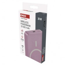 Батарея універсальна EMOS 10000 mAh WI1046, 20W, Wireless, salmon (B0551S) - Фото