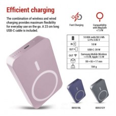 Батарея універсальна EMOS 10000 mAh WI1046, 20W, Wireless, salmon (B0551S) - Фото