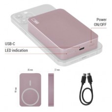 Батарея універсальна EMOS 10000 mAh WI1046, 20W, Wireless, salmon (B0551S) - Фото