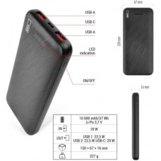Батарея універсальна EMOS 10000 mAh AlphaQ3, 22.5W, black (B0571B) - Фото