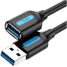 Дата кабель USB 3.0 AM/AF 0.5m black Vention (CBHBD) - Фото