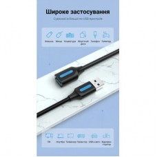 Дата кабель USB 3.0 AM/AF 3.0m black Vention (CBHBI) - Фото