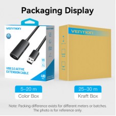 Дата кабель USB 2.0 AM/AF 5.0m Active black Vention (CBKBJ) - Фото
