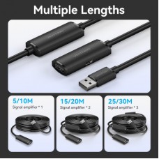 Дата кабель USB 2.0 AM/AF 15.0m Active black Vention (CBKBN) - Фото