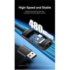 Дата кабель USB 2.0 AM/AF 30.0m Active black Vention (CBKBT) - Фото