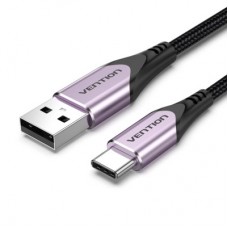 Дата кабель USB 2.0 AM to USB-C 1.5m 3A cotton braided aluminum purple Vention (CODVG) - Фото
