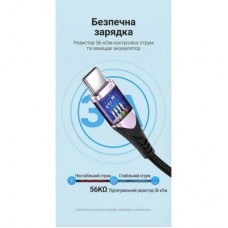 Дата кабель USB 2.0 AM to USB-C 1.5m 3A cotton braided aluminum purple Vention (CODVG) - Фото