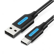 Дата кабель USB 2.0 AM to USB-C 1.0m 3A black Vention (COKBF) - Фото