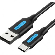 Дата кабель USB 2.0 AM to USB-C 1.5m 3A black Vention (COKBG) - Фото