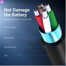 Дата кабель USB 2.0 AM to USB-C 1.5m 3A black Vention (COKBG) - Фото