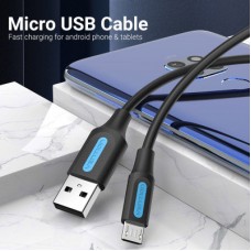 Дата кабель USB 2.0 AM to Micro 5P 1.0m 3A black Vention (COLBF) - Фото