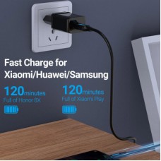 Дата кабель USB 2.0 AM to Micro 5P 1.0m 3A black Vention (COLBF) - Фото