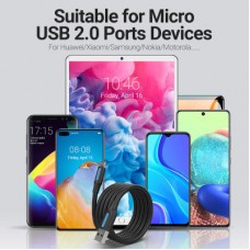 Дата кабель USB 2.0 AM to Micro 5P 1.0m 3A black Vention (COLBF) - Фото