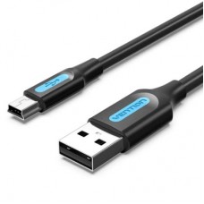 Дата кабель USB 2.0 AM to Mini 5P 2.0m black Vention (COMBH) - Фото
