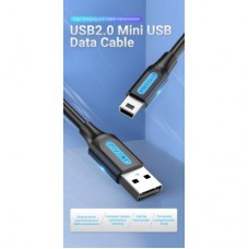 Дата кабель USB 2.0 AM to Mini 5P 2.0m black Vention (COMBH) - Фото