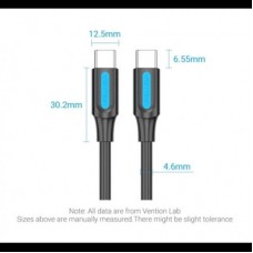 Дата кабель USB-C to USB-C 1.5m 5A black Vention (COTBG) - Фото