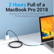 Дата кабель USB-C to USB-C 1.5m 5A black Vention (COTBG) - Фото