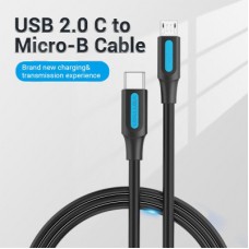Дата кабель USB-C to Micro 5P 1.0m 2 A black Vention (COVBF) - Фото