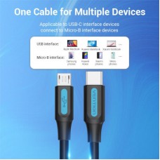 Дата кабель USB-C to Micro 5P 1.0m 2 A black Vention (COVBF) - Фото