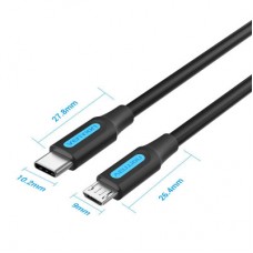 Дата кабель USB-C to Micro 5P 1.0m 2 A black Vention (COVBF) - Фото