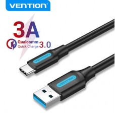 Дата кабель USB 3.0 AM to USB-C 1.5m black Vention (COZBG) - Фото