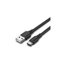 Дата кабель USB 2.0 AM to USB-C 1.5m 3A nylon braided LED black Vention (CTFBG) - Фото