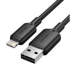 Дата кабель USB 2.0 AM to Lightning 1.0m 2.4A black Vention (LAMBF) - Фото