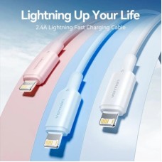 Дата кабель USB 2.0 AM to Lightning 1.0m 2.4A black Vention (LAMBF) - Фото